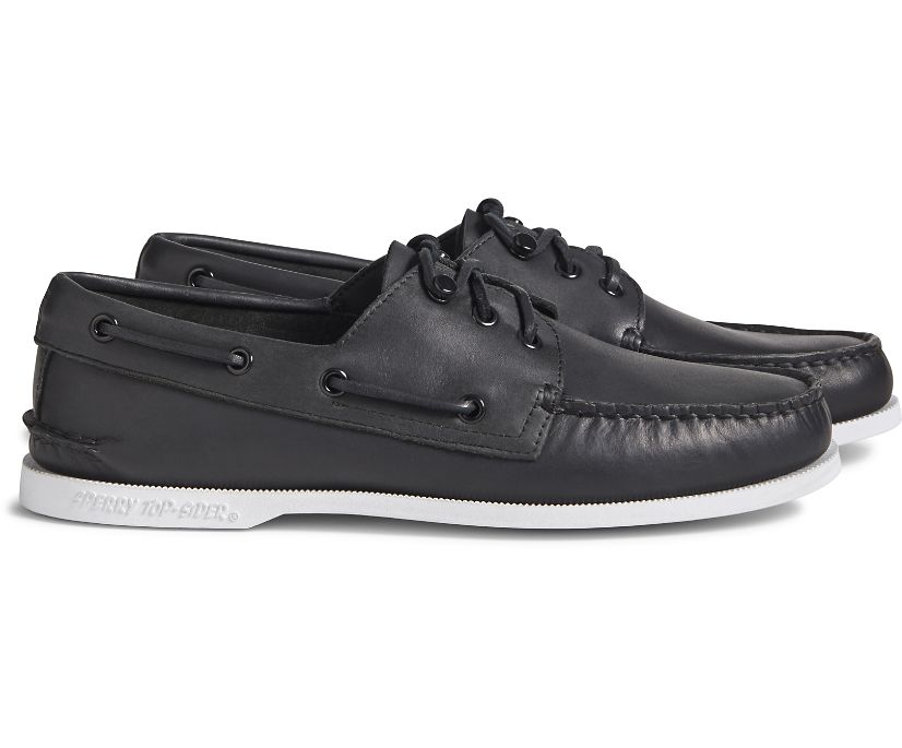 Sperry Cloud Authentic Original 3-Eye Leather Boat Shoes - Men's Boat Shoes - Black [RB4659021] Sper